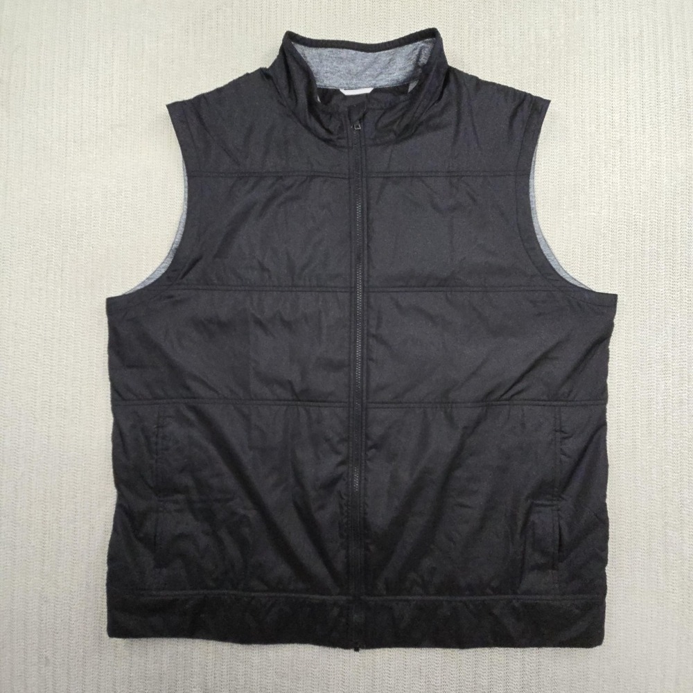Cutter & Buck Vest Mens Big 2X Black CB DryTec Quilted Softshell Full Zip Golf